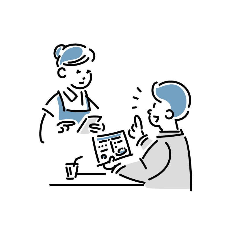 お店で注文しているイラスト