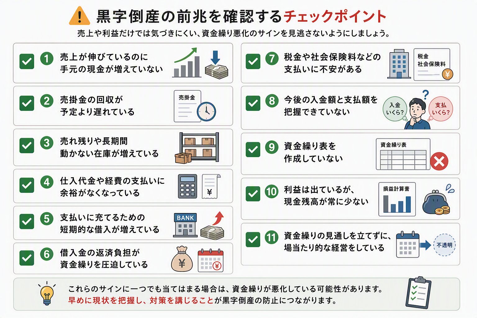 黒字倒産の前兆を確認するチェックポイント